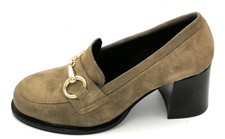Riccianera 401 Moccasin Suede Steppa Accessory Metal Heel Round 7cm 3/4