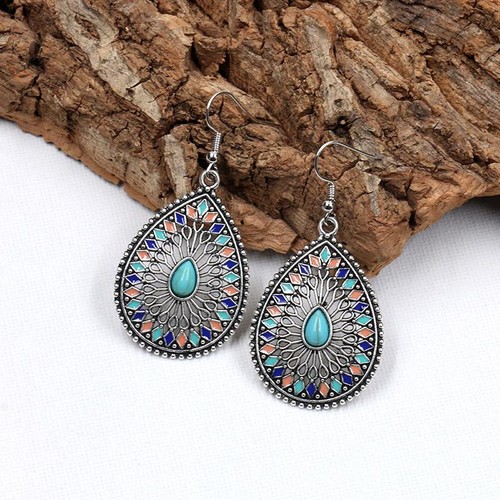 Boho bunte Emaille Blume Ohrringe für Damen, Retro Vintage Baumeln Schmuck - Bild 22 von 50