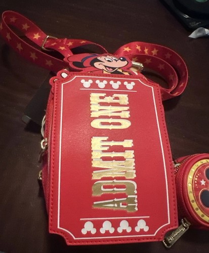 LOUNGEFLY DISNEY MICKEY MOUSE ZIRKUS TICKET GÜRTELTASCHE MIT MÜNZBÖRSE NEU MIT ETIKETT.  rot/weiß - Bild 4 von 16