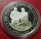 U.S. & Western Europe Sign Defense Pact Round-Franklin Mint 1 Troy oz.925 Silver