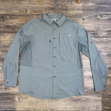 RUGGED ELEMENTS Men’s XL Green Long Sleeve Guide Shirt Pocket Vent Fishing EUC