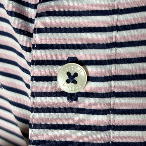 Stitch Golf Short Sleeve Polo Shirt Men`s Size M/L Striped Performance Stretch - Picture 4 of 11