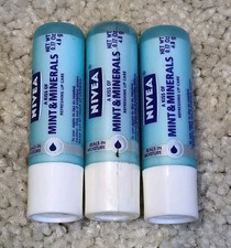3 Pack Nivea A Kiss of Mint  Minerals Lip Care Jojoba Peppermint SEALED RARE
