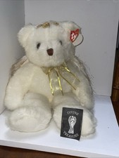 TY Classic Divine The Angel White Bear Plush, Soft Stuffing, gold Sparkle Wings
