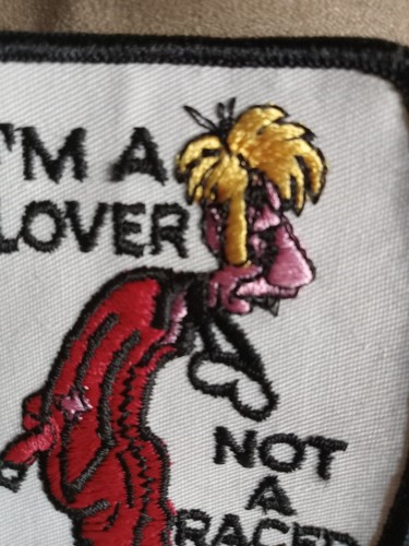 Vintage Racing Patch I'M A LOVER NOT A RACER 80er Jahre unbenutzt ~ 3x4 Zoll - Bild 5 von 7