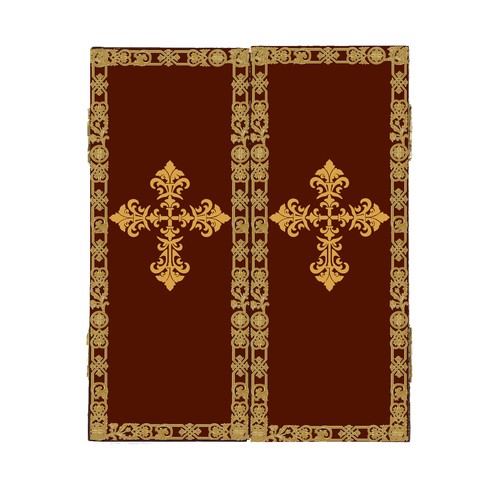 Tríptico Icono Virgen María Coronada con Arcángeles Miguel y Gabriel 5 1/16" - Imagen 3 de 4