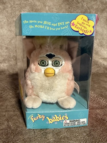 Vintage Tiger 70-940 Furby Babies Pink/White with Yellow Hair New in Box - Picture 2 of 6