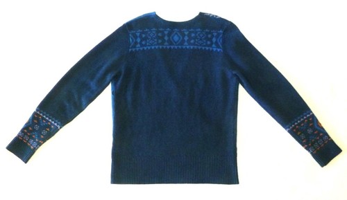 Sundance Merinowolle blau bunt Blumen & Southwestern V-Surplice Pullover M 158 $ - Bild 7 von 12