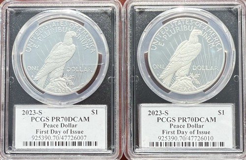 2023-S Peace Dollar Set First Day of Issue PCGS PR70 DCAM Special Black Label - Picture 2 of 2