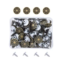 Jean Button Tack Button with Rivet Kit for Pants Suspenders Jackets Shorts Ov...