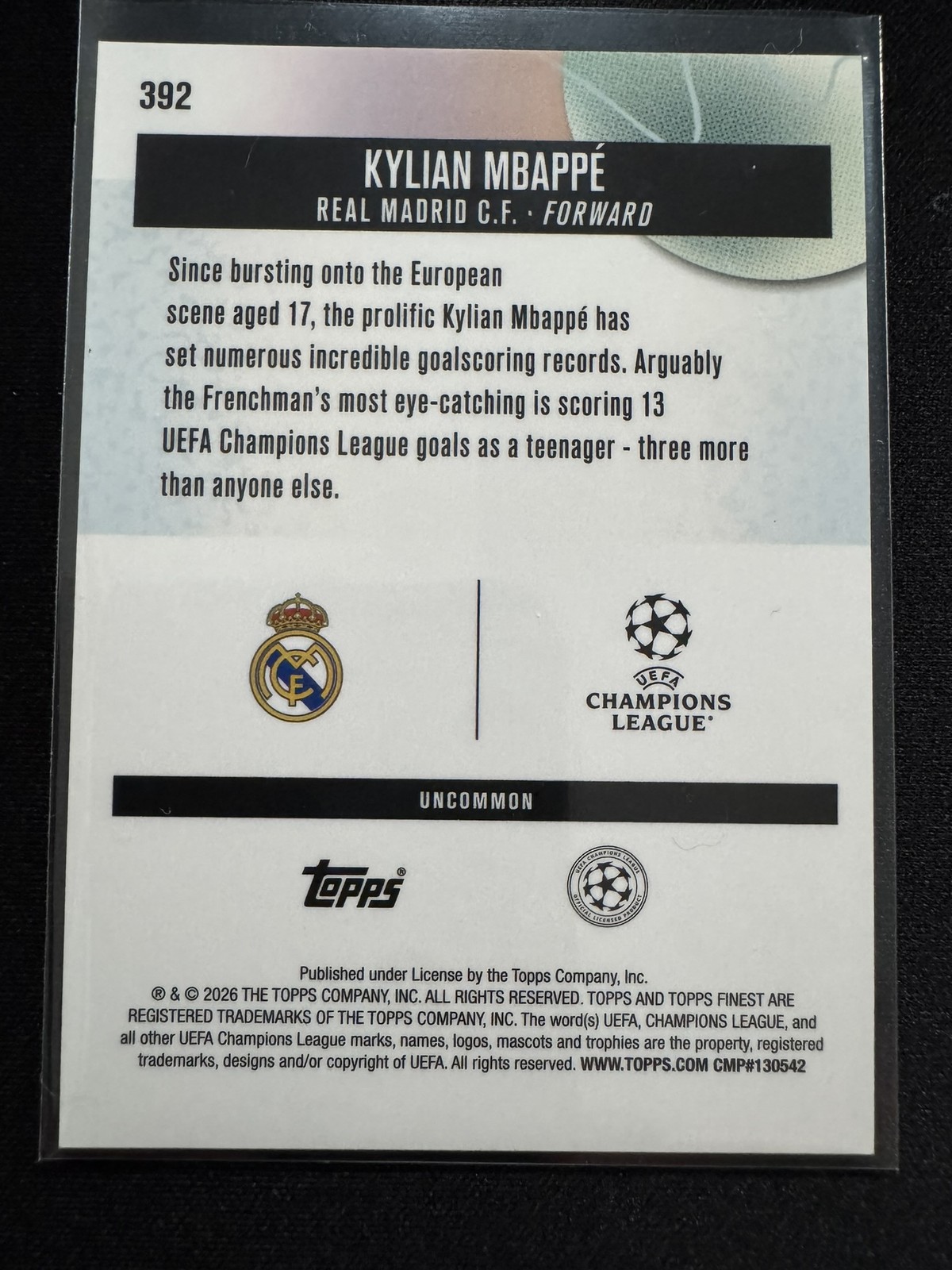 2025-26 Topps Real Madrid Team Set Kylian Mbappe #17 Orange /25 view 2