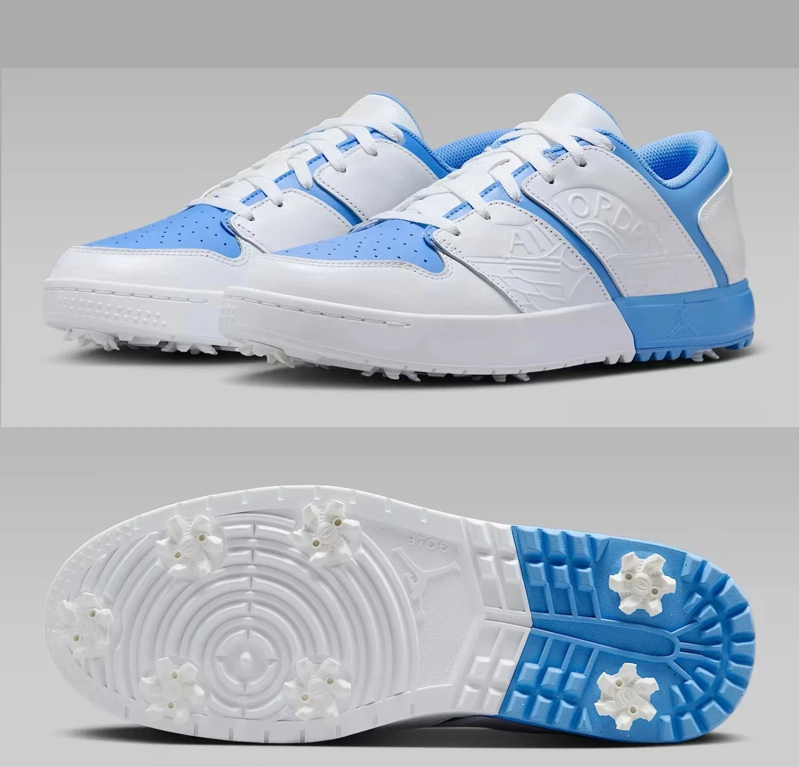 Nike Air Jordan NU Retro 1 Low G Golf UNC White-Univ Blue Sz 10&period;5 &lbrack;FZ4153-101&rsqb;