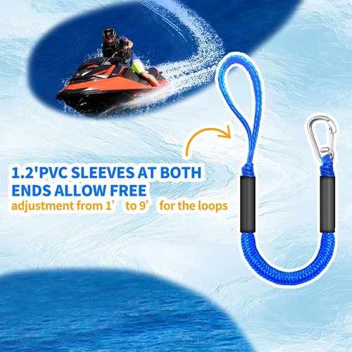 Bungee Dock Lines for Boats, 2 Feet, Pack of 2 (Blue) 2 feet, Blue - Bild 9 von 9