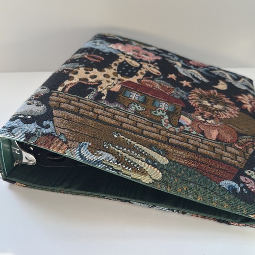 Vtg Noah’s Ark Woven Tapestry School Binder Notebook 3-Ring Paper Animal Bible - Bild 10 von 11
