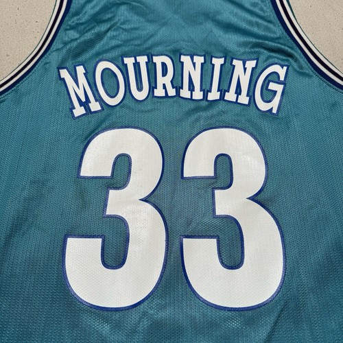 Vintage Charlotte Hornets Alonzo Mourning Champion Jersey Men's Size 44 NBA 90s - 第 5/11 張圖片