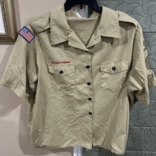 Boy Scout BSA UNIFORM SHIRT Tan Ladies 46/48 Short Sleeve D67