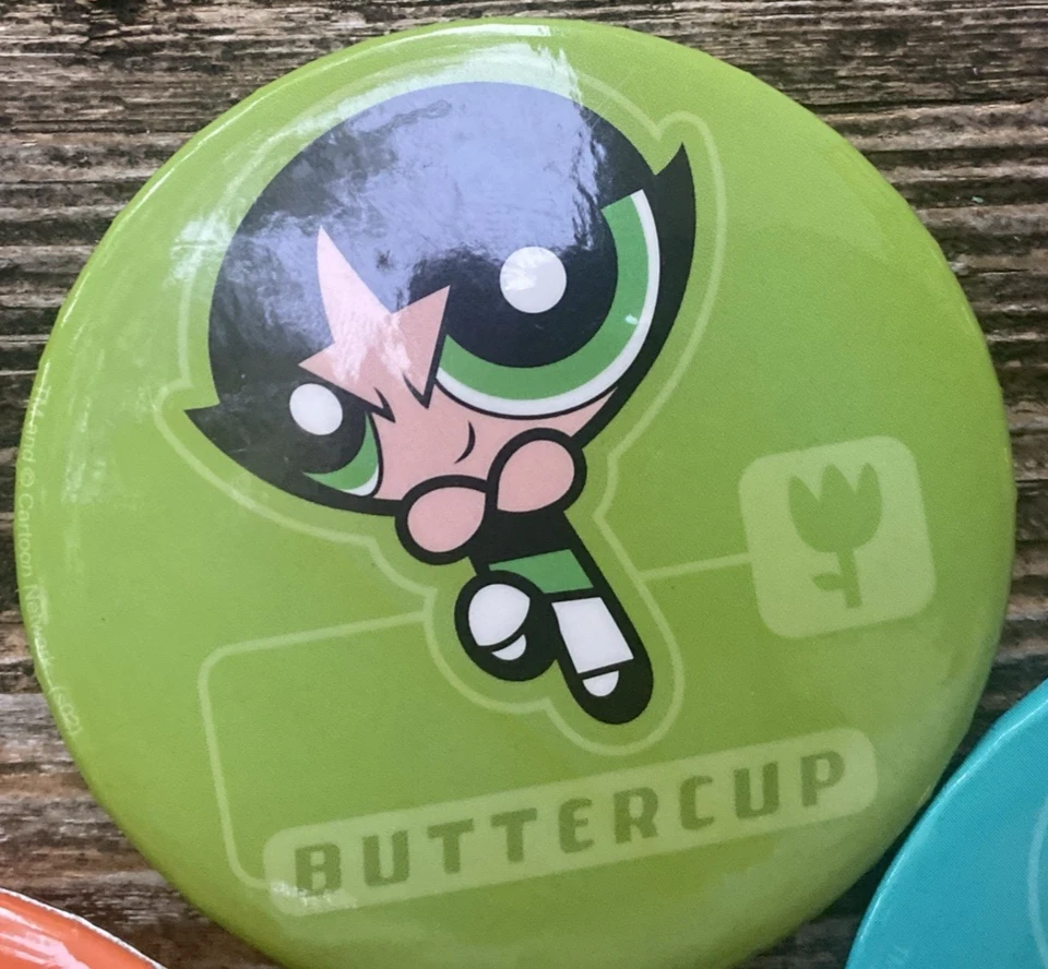 "Juego de 4 botones de red de dibujos animados vintage Power Puff para niñas Mojo Jojo de 3""" Foto 3 de 4