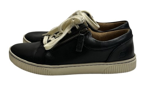 Born Paloma Sneaker Shoe Lace Up Side Zip Black Leather Women Size 7 EUC - Picture 4 of 11