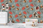 3D Mushroom Pumpkin Pattern Self-adhesive Removeable Wallpaper Wall Mural 161