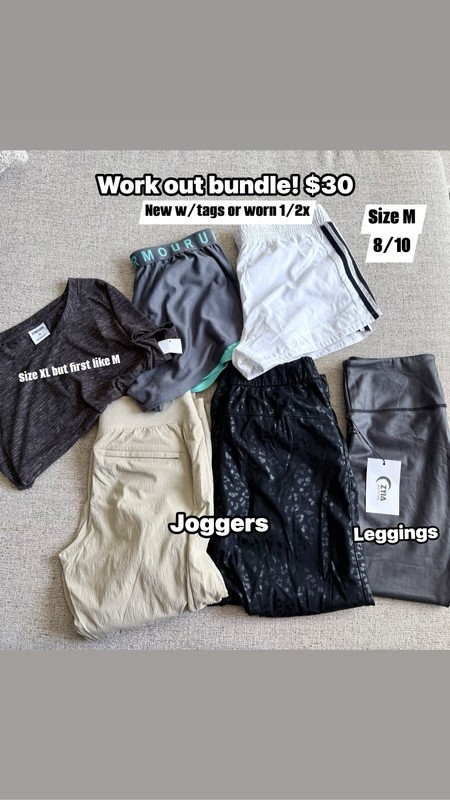  Workout Bundle Joggers Leggings Shorts Top M/8/10