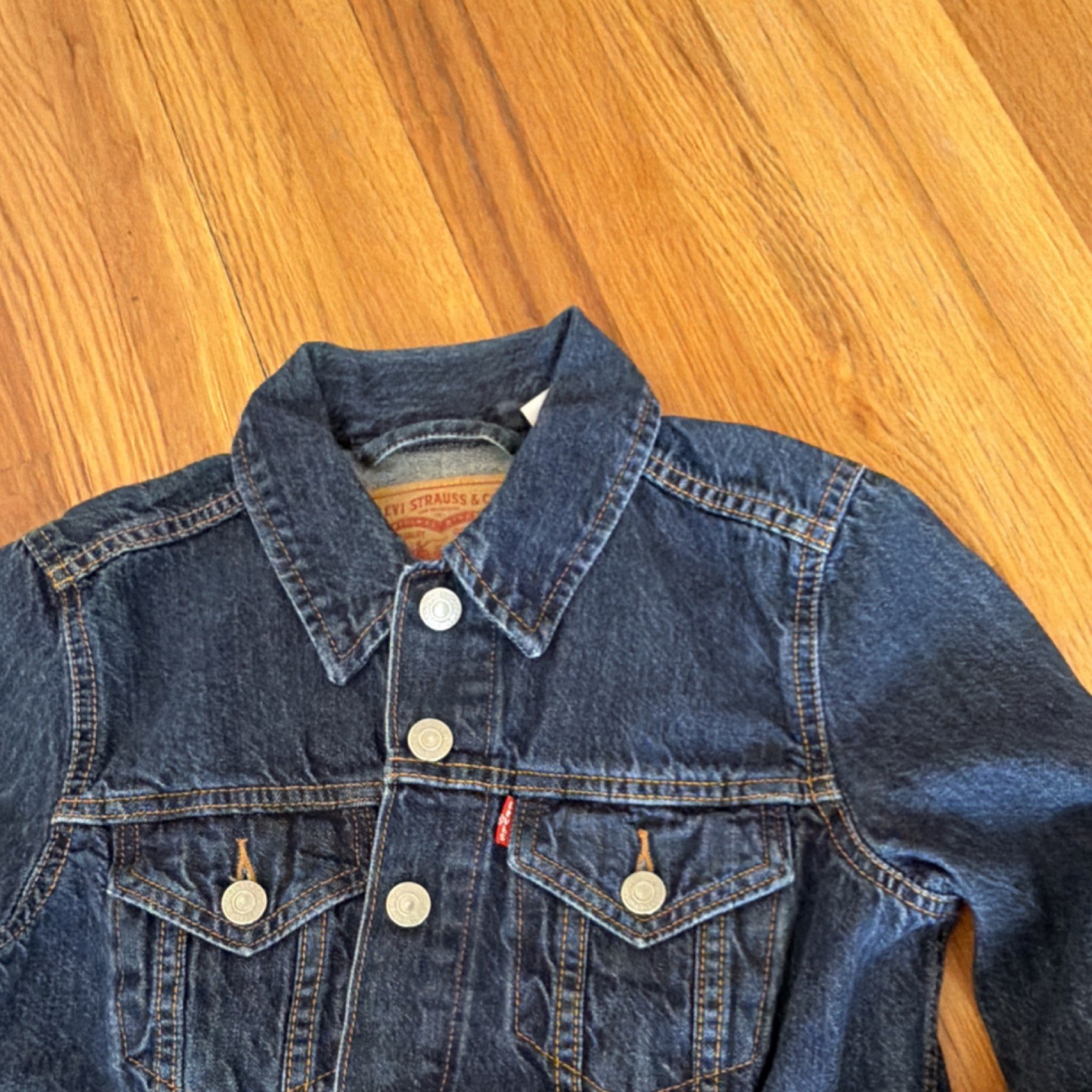 Levi's Blue Collared Button Jean Jacket Pockets S… - image 16