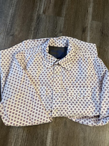 Wrangler 20X Competition Shirt Herren Medium Pearl Snap Western Rodeo weiß lila - Bild 6 von 6