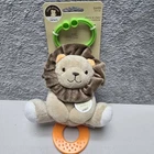 Carter's Rattle Teether Lion Plush Soft Beige Chime & Chew Stroller Carrier New