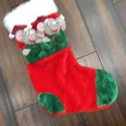 Vintage Plush Christmas Stocking 3D Mice Mouse Twins 19”