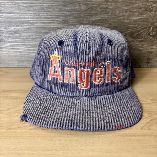 Vintage California Angels Mütze Druckknopflasche blau MLB Baseball Cord distressed