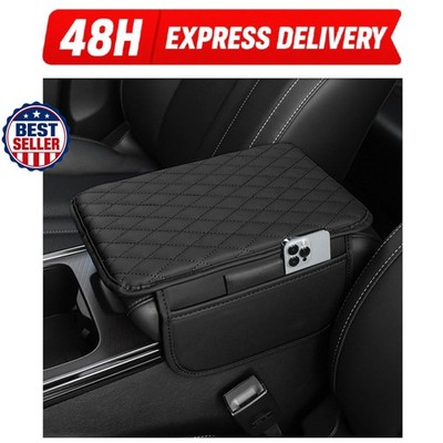 Stacool Car Center Console Cover with Storage Pockets - Black Microfiber