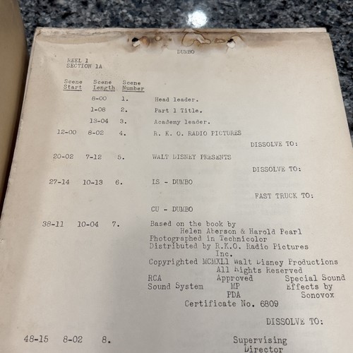 DUMBO  Disney Cutting Continuity Scripts ,September 8, 1941 Production No, 2006 - Picture 6 of 13