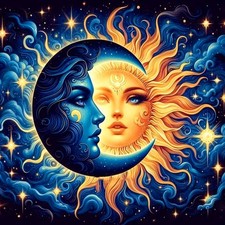 Axquilon Paint by Numbers Kit for Adults 16x16in 40x40cm , Sun and Moon