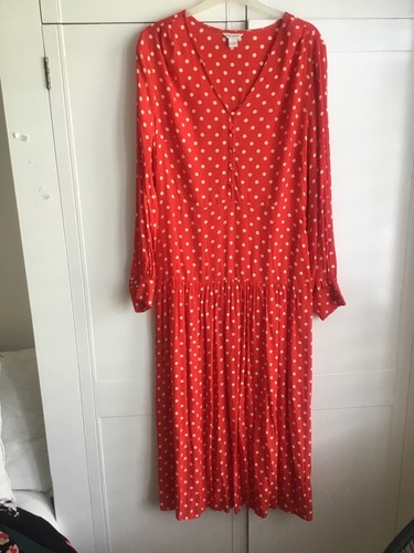 Monsoon Ladies Size 12 Long Sleeve V Neck Viscose Maxi Length Dress.