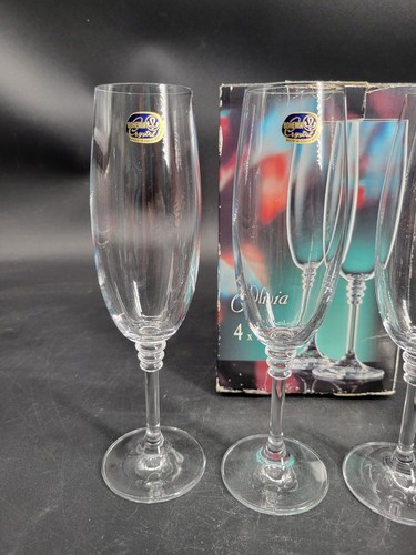 Set Of 4 Vintage Olivia Bohemia Crystal Champagne Flute 190ml - NEW IN BOX - Picture 5 of 21