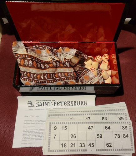 NEW RUSSIAN BINGO LOTTO BOARD GAME IN LOVELY LAQUER BOX (GLOBAL TRADE HOUSE) - Picture 4 of 4