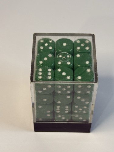Chessex Dice d6 Set of Green & White Translucent 36 12mm Six Sided Die - Picture 6 of 6