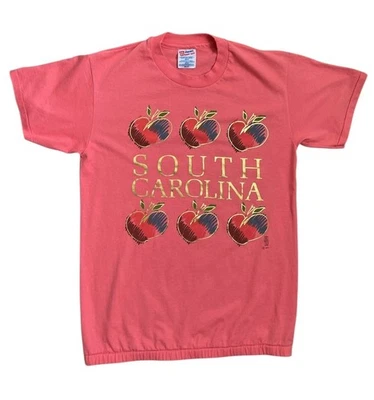 Vintage 90’s Hanes Elasticated Waist T Shirt Apples South Carolina Single Stitch - Image 1 of 4