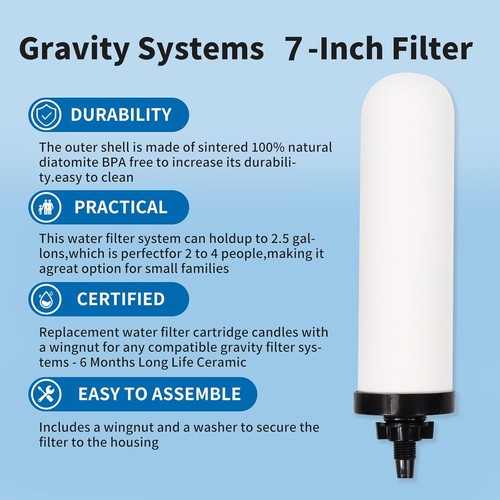 4-Pack 7-Inch Ceramic Water Filters with Activated Carbon for Clean Drinking - Picture 4 of 9