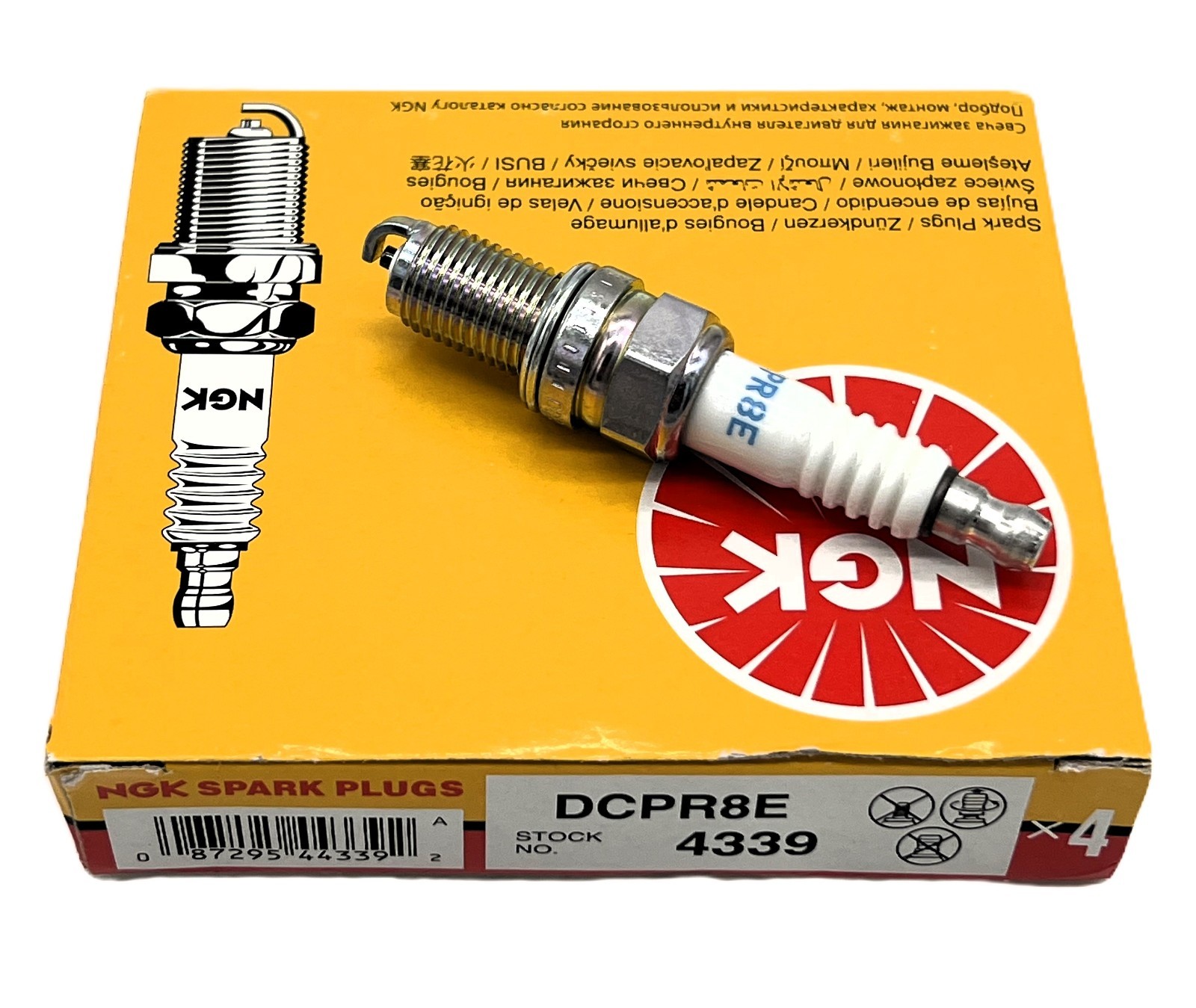 Set of 4 Genuine NGK 4339 Nickel Spark Plugs Standard DCPR8E Removable Tip