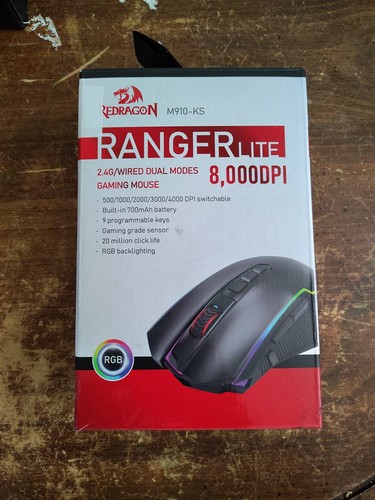 Redragon Ranger Lite RGB Backlight Gaming Mouse 2.4G Wireless #M910-KS - Picture 1 of 4
