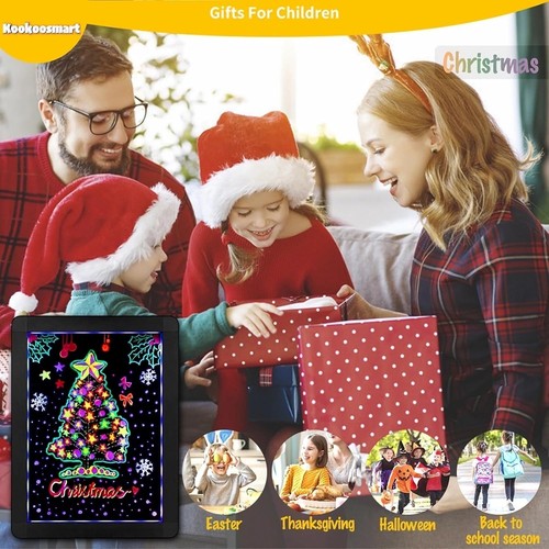 LED Neon leuchtende Schreibtafel - radierbare Message Board mit bunten Lichtern 16x12 - Bild 8 von 9