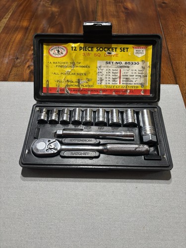 Indestro Tools 12 Piece Socket Set 3/8 SQ Drive Made In USA