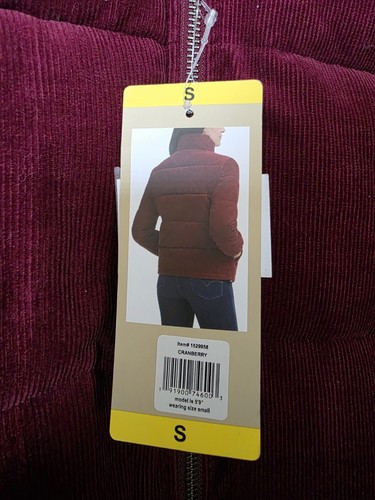 Chaqueta acolchada de pana Levi’s Zoe para dama (granate, pequeña) - Imagen 3 de 5