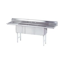 24 in x 24 in x 14 in 3 Compartment Sink w/ Left and Right Drainboards