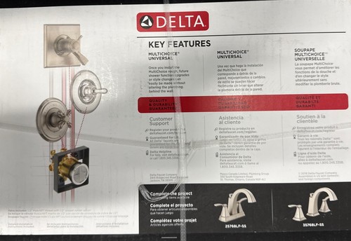 Delta Flynn Edelstahl 1-Griff Einzelfunktion Badewanne Dusche Wasserhahn 144768C-SS - Bild 2 von 4