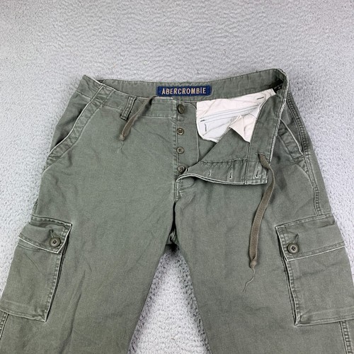 Abercrombie & Fitch Cargo Shorts Men’s M Green Distressed Vintage Y2K Military - Picture 11 of 16