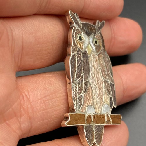 Vintage Zuni Edward Pablita Quam Eule MOP Indianer Silber Anstecknadel Brosche Anhänger - Bild 12 von 18