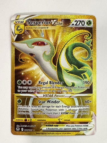 Pokemon Card - Serperior VSTAR Silver Tempest 210/195 Secret Rare SWSH Gold Holo - Picture 1 of 2
