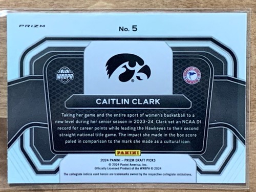 2024 Prizm Draft Picks Caitlin Clark RC Campus Legends #5 Red Cracked Ice SSP NM - Picture 2 of 2