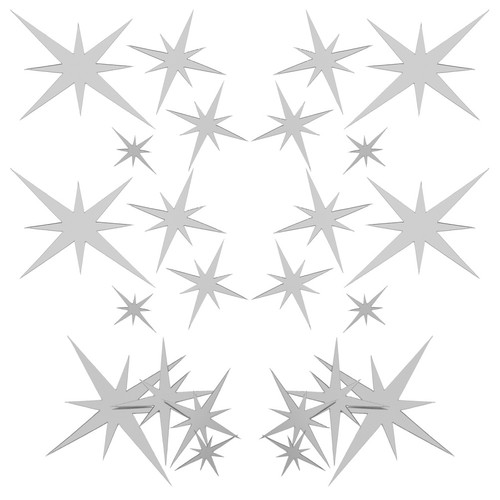  61 Stück Wandsticker: Abnehmbare 3D Stern Acryl Wandaufkleber - Silber Spiegel - Bild 8 von 17